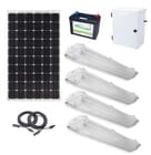 Earthtech Products Shipping Container Lighting Kit 4 - (4) Lights (12,400 Lumens), (1) 280W Solar Panel, (1) 140 Ah Battery