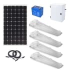 Earthtech Products Shipping Container Lighting Kit 4 - (4) Lights (12,400 Lumens), (1) 280W Solar Panel, (1) 140 Ah Battery