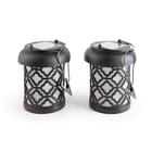 Qautrefoil Black Integrated LED Hanging Solar Lantern - 2 Pack