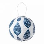 Soji Stella Tyvek Print and Punch - Indigo Leaf Globe 12" Solar Lantern
