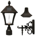 Baytown Solar Lamp Fixture With Pole, Post & Wall Mount Kit - Black Finish