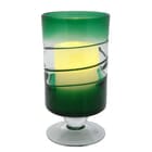 Green Venezia Footed Hurricane with 3.5 x 5" Flameless Candle