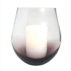 Purple Bourdeaux Stemless Hurricane with with 4x6" Ivory Wax Flameless Candle