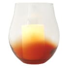 Red Bourdeaux Stemless Hurricane with with 4x6" Ivory Wax Flameless Candle