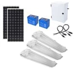 Earthtech Products Shipping Container Lighting Kit 3 - (3) Lights (9300 Lumens), (2) 100W Solar Panel, (1) 100 Ah Battery