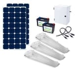 Earthtech Products Shipping Container Lighting Kit 3 - (3) Lights (9300 Lumens), (2) 100W Solar Panel, (2) 55 Ah Battery