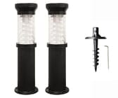 Black Bollard Solar Light with EZ Anchor Set of 2