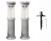 Silver Bollard Solar Light with EZ Anchor Set of 2