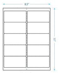 4" x 2" Laser/Inkjet Labels; 10 up; (250 sheets/box) - Standard White Matte; Perforated 4" x 2" Laser/Inkjet Labels; 10 up; (250 sheets/box) - Standard White Matte; Perforated