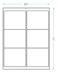 4" x 3.33" Laser/Inkjet Labels; 6 up; (250 sheets/box) - Standard White Matte; Perforated 4" x 3.33" Laser/Inkjet Labels; 6 up; (250 sheets/box) - Standard White Matte; Perforated