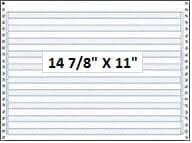 14 7/8" x 11" - 15# 1-Ply Continuous Computer Paper (3,500 sheets/carton) No Vert. Perf - 1/2" Blue Bar 14 7/8" x 11" - 15# 1-Ply Continuous Computer Paper (3,500 sheets/carton) No Vert. Perf - 1/2" Blue Bar
