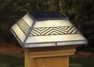 Chevron Filigreed Glass Post Cap Light for 4x4 Posts (Inside Dimensions measure 3-5/8" x 3-5/8") - Cedar Skirt