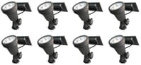 8 Piece Residential Warm White LED Solar Spotlight Landscape Lighting Kit with Stakes