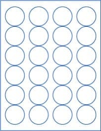 1.625" Circle Laser/Inkjet Labels; 24 up; (100 sheets/box) - Standard White Matte 1.625" Circle Laser/Inkjet Labels; 24 up; (100 sheets/box) - Standard White Matte