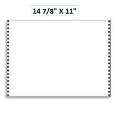 14 7/8" x 11" - 20# 1-Ply Continuous Computer Paper (2,300 sheets/carton) No Vert. Perf - Blank White 14 7/8" x 11" - 20# 1-Ply Continuous Computer Paper (2,300 sheets/carton) No Vert. Perf - Blank White