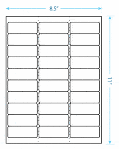 2.625" x 1" Laser/Inkjet Labels; 30 up; (100 sheets/box) - Standard White Matte; Perforated 2.625" x 1" Laser/Inkjet Labels; 30 up; (100 sheets/box) - Standard White Matte; Perforated