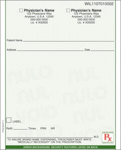Florida compliant 4 1/4" x 5 1/2" Vertical 1-part Rx Pads (8 Pads @ 100 sheets/pad) - Green Florida compliant 4 1/4" x 5 1/2" Vertical 1-part Rx Pads (8 Pads @ 100 sheets/pad) - Green