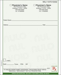 Florida compliant 4 1/4" x 5 1/2" Vertical 2-part Rx Books (9 Books @ 50 sets/book) - Green Florida compliant 4 1/4" x 5 1/2" Vertical 2-part Rx Books (9 Books @ 50 sets/book) - Green