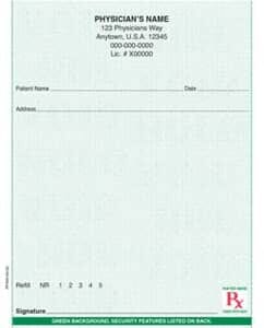 Wyoming compliant 4 1/4" x 5 1/2" Vertical 1-part Rx Pads (8 Pads @ 100 sheets/pad) - Green Wyoming compliant 4 1/4" x 5 1/2" Vertical 1-part Rx Pads (8 Pads @ 100 sheets/pad) - Green