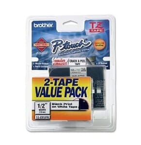 Brother TZ Label Tape Cartridge - 0.5" x 26.2' - Black on White - 2/Pack for TZ Models Brother TZ Label Tape Cartridge - 0.5" x 26.2' - Black on White - 2/Pack for TZ Models