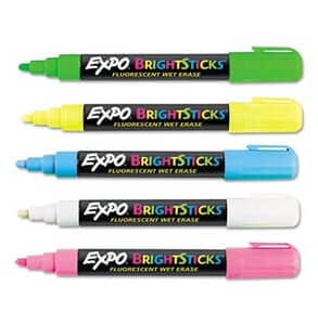 Sanford Bright Sticks Wet-Erase Fluorescent Marker Set Bullet Tip Assorted Sanford Bright Sticks Wet-Erase Fluorescent Marker Set Bullet Tip Assorted