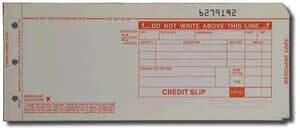 2-Part LONG (3 1/4" x 7 7/8") Credit Imprinter Slips (100 slips/pack) - Red 2-Part LONG (3 1/4" x 7 7/8") Credit Imprinter Slips (100 slips/pack) - Red