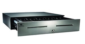 APG Series 4000 Cash Drawer (Stainless Steel Front with Dual Media Slots, 554 USBPRO II Interface, 18" x 16" and Coin Roll Storage Till) - Color: Black APG Series 4000 Cash Drawer (Stainless Steel Front with Dual Media Slots, 554 USBPRO II Interface, 18" x 16" and Coin Roll Storage Till) - Color: Black