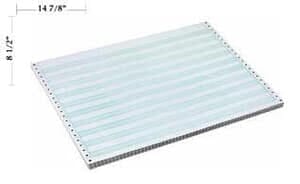14 7/8" x 8 1/2" - 18# 1-Ply Continuous Computer Paper (3,000 sheets/carton) No Vert. Perf - 1/2" Green Bar 14 7/8" x 8 1/2" - 18# 1-Ply Continuous Computer Paper (3,000 sheets/carton) No Vert. Perf - 1/2" Green Bar