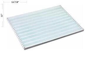 14 7/8" x 11" - 15# 2-Part Continuous Computer Paper (1,500 sheets/carton) No Vert. Perf, Carbon Interleaf - 1/2" Green Bar 14 7/8" x 11" - 15# 2-Part Continuous Computer Paper (1,500 sheets/carton) No Vert. Perf, Carbon Interleaf - 1/2" Green Bar