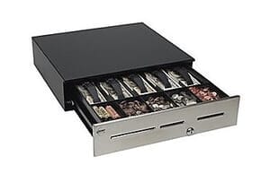 MMF Advantage Cash Drawer (3 Slots, Stainless Front, 18.8" x 21", US Tray, Printer Driven Interface, Standard Lock Random and No Bell - Requires Cable) - Color: Black MMF Advantage Cash Drawer (3 Slots, Stainless Front, 18.8" x 21", US Tray, Printer Driven Interface, Standard Lock Random and No Bell - Requires Cable) - Color: Black