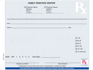 Indiana compliant 5 1/2" x 4 1/4" Horizontal 1-part Rx Pads (8 Pads @ 100 sheets/pad) - Blue Indiana compliant 5 1/2" x 4 1/4" Horizontal 1-part Rx Pads (8 Pads @ 100 sheets/pad) - Blue