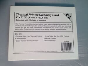 Thermal Printer Cleaning Cards 4" x 6" (25 / Box) Thermal Printer Cleaning Cards 4" x 6" (25 / Box)