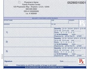 California compliant (multiple drug format) 5 1/2" x 4 1/4" Horizontal 2-part Rx Books (9 Books @ 50 sets/book) - Blue California compliant (multiple drug format) 5 1/2" x 4 1/4" Horizontal 2-part Rx Books (9 Books @ 50 sets/book) - Blue