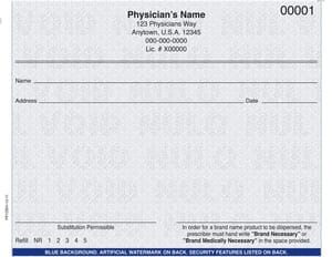 Delaware compliant 5 1/2" x 4 1/4" Horizontal 2-part Rx Books (9 Books @ 50 sets/book) - Blue Delaware compliant 5 1/2" x 4 1/4" Horizontal 2-part Rx Books (9 Books @ 50 sets/book) - Blue