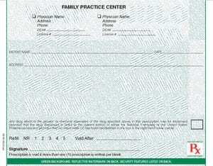 Maine compliant 5 1/2" x 4 1/4" Horizontal 1-part Rx Pads (8 Pads @ 100 sheets/pad) - Green Maine compliant 5 1/2" x 4 1/4" Horizontal 1-part Rx Pads (8 Pads @ 100 sheets/pad) - Green