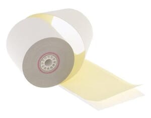 3" x 95' (76mm x 29m) 2-Ply Carbonless Paper (20 rolls/case) - White / Canary <font color=red> Free USPS Shipping to HI & AK </font> 3" x 95' (76mm x 29m) 2-Ply Carbonless Paper (20 rolls/case) - White / Canary <font color=red> Free USPS Shipping to HI & AK </font>