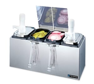 EZ-Chill Pump/Condiment Center - (2) 2 1/2 Qt. Jars w/Ultra Pumps, (2) 2 1/2 Qt Jars w/Lids & Tongs EZ-Chill Pump/Condiment Center - (2) 2 1/2 Qt. Jars w/Ultra Pumps, (2) 2 1/2 Qt Jars w/Lids & Tongs