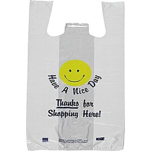 12" x 7" x 22" Smiley T-Shirt Bags (900 bags) 12" x 7" x 22" Smiley T-Shirt Bags (900 bags)