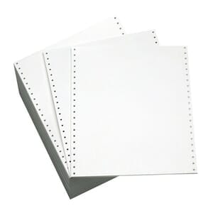 12" x 8 1/2" - 18# 1-Ply Continuous Computer Paper (3,000 sheets/carton) Regular Perf, IBM Spec Paper - Blank White 12" x 8 1/2" - 18# 1-Ply Continuous Computer Paper (3,000 sheets/carton) Regular Perf, IBM Spec Paper - Blank White