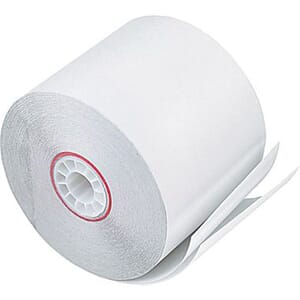 3" x 90' (76mm x 27m) 2-Ply Carbonless Paper (50 rolls/case) - White / White 3" x 90' (76mm x 27m) 2-Ply Carbonless Paper (50 rolls/case) - White / White