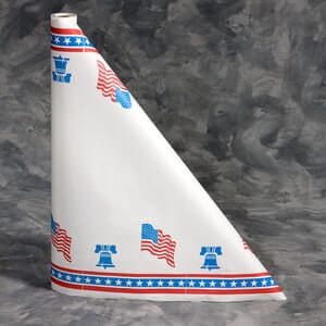 40" x 100' Paper Table Cover (1 roll) - Red / White / Blue Patriotic 40" x 100' Paper Table Cover (1 roll) - Red / White / Blue Patriotic