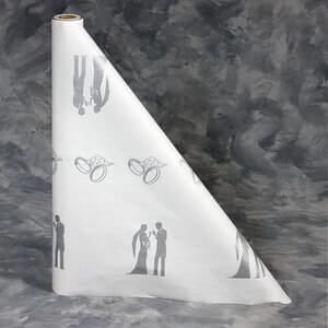 40" x 100' Paper Table Cover (1 roll) - Wedding Bride / Groom Silver Design 40" x 100' Paper Table Cover (1 roll) - Wedding Bride / Groom Silver Design