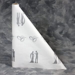 40" x 300' Paper Table Cover (1 roll) - Wedding Bride / Groom Silver Design 40" x 300' Paper Table Cover (1 roll) - Wedding Bride / Groom Silver Design
