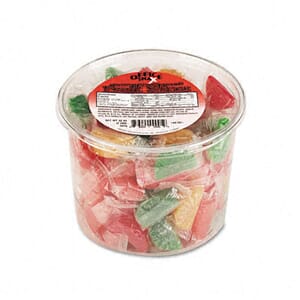 Office Snax Assorted Fruit Slices Candy, Individually Wrapped, 2lb Plastic Tub Office Snax Assorted Fruit Slices Candy, Individually Wrapped, 2lb Plastic Tub