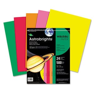 Wausau Astrobrights Colored Paper, 24lb, 8-1/2 x 11, Assortment, 500 Sheets/Ream Wausau Astrobrights Colored Paper, 24lb, 8-1/2 x 11, Assortment, 500 Sheets/Ream