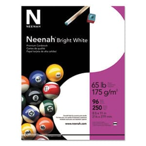 Neenah Bright White Card Stock, 65 lbs., 8-1/2 x 11, 250 Sheets/Pack Neenah Bright White Card Stock, 65 lbs., 8-1/2 x 11, 250 Sheets/Pack