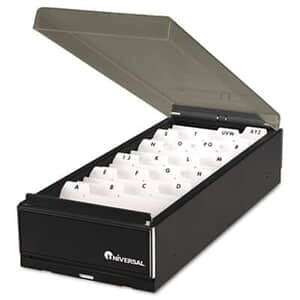 Business Card File, Metal/Plastic, 4 1/4 x 8 1/4 x 2 1/2, Black/Smoke Business Card File, Metal/Plastic, 4 1/4 x 8 1/4 x 2 1/2, Black/Smoke