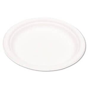 Ec-Products Compostable Sugarcane Dinnerware, 9" Plate, Natural White, 500/Carton Ec-Products Compostable Sugarcane Dinnerware, 9" Plate, Natural White, 500/Carton