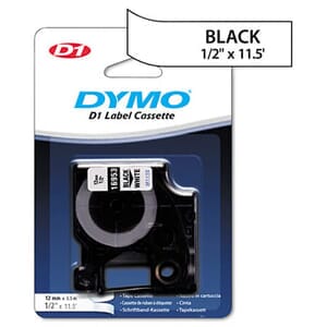 Dymo D1 Flexible Nylon Label Maker Tape, 1/2in x 12ft, Black on White Dymo D1 Flexible Nylon Label Maker Tape, 1/2in x 12ft, Black on White