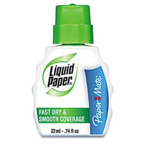 Papermate Fast Dry Correction Fluid, 22 ml Bottle, White, 12/Pack Papermate Fast Dry Correction Fluid, 22 ml Bottle, White, 12/Pack
